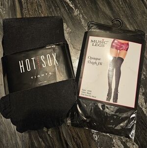 NWT Music Legs Thigh Highs & Hot Sox Tights Bundle Black